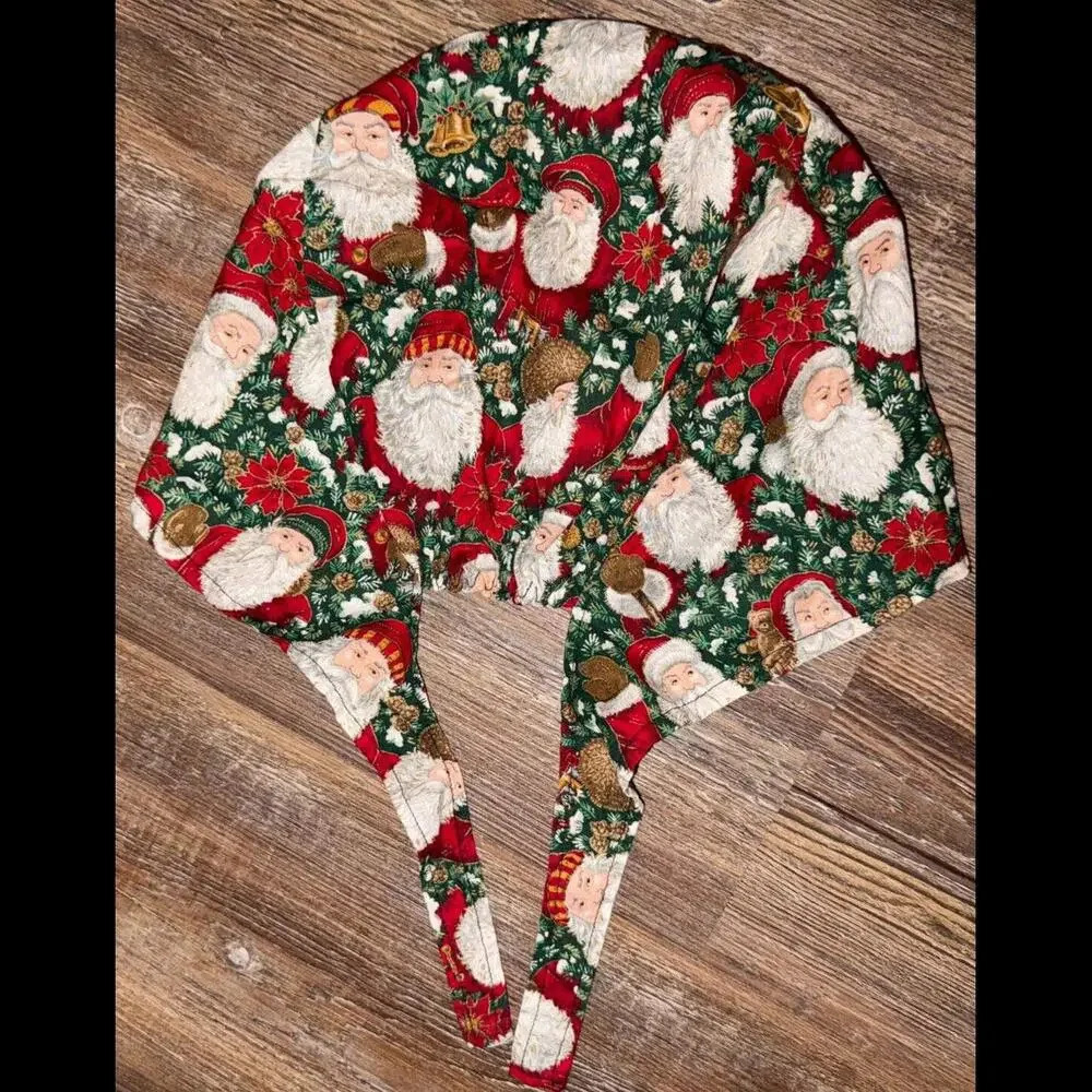 Santa Saint Nick Nicholas Christmas Surgical Head Wrap Medical Cap Uniform Scarf